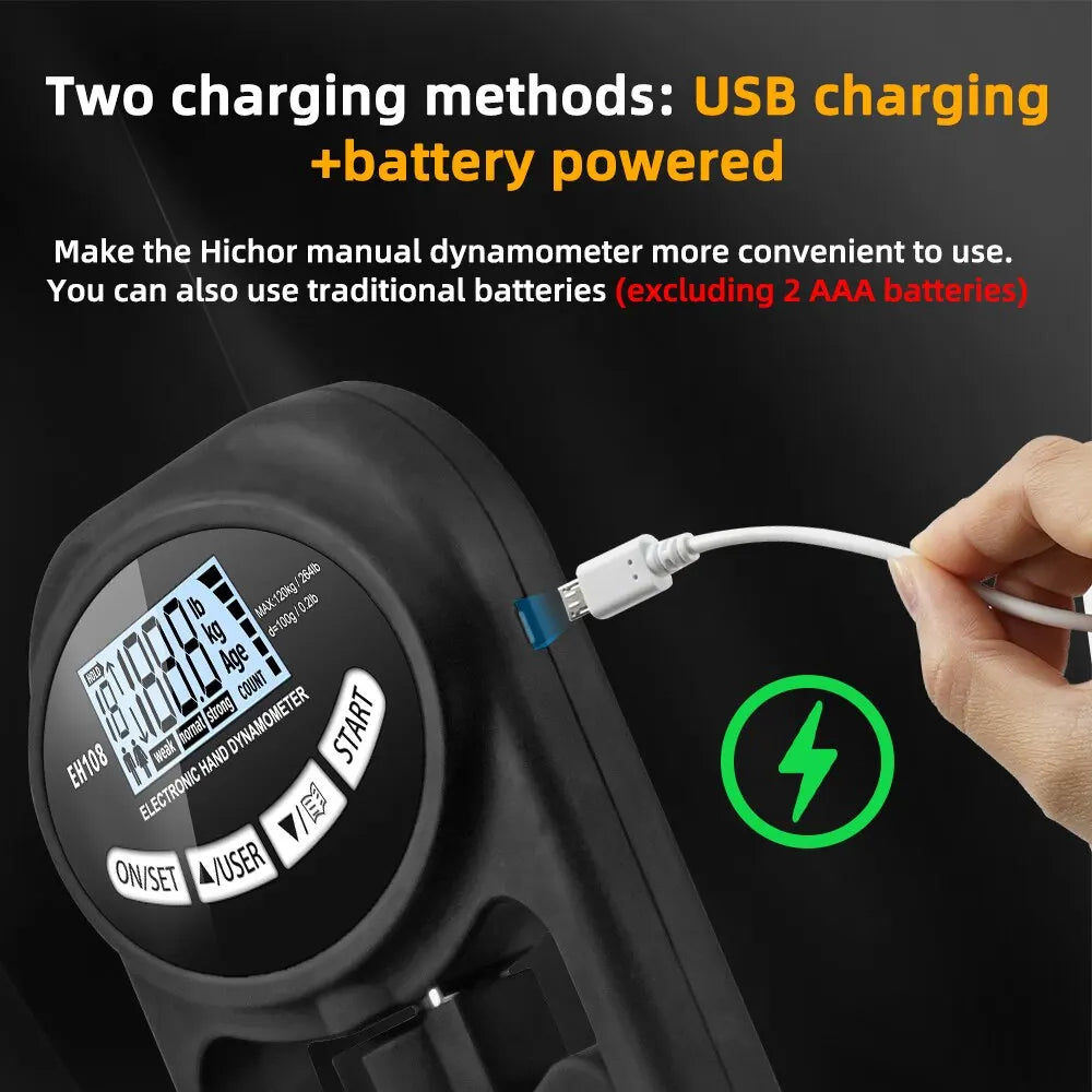 Revolutionize Your Training with the 265Lbs Digital Grip Strength Tester - USB Rechargeable Hand Dynamometer for Ultimate Power Performance